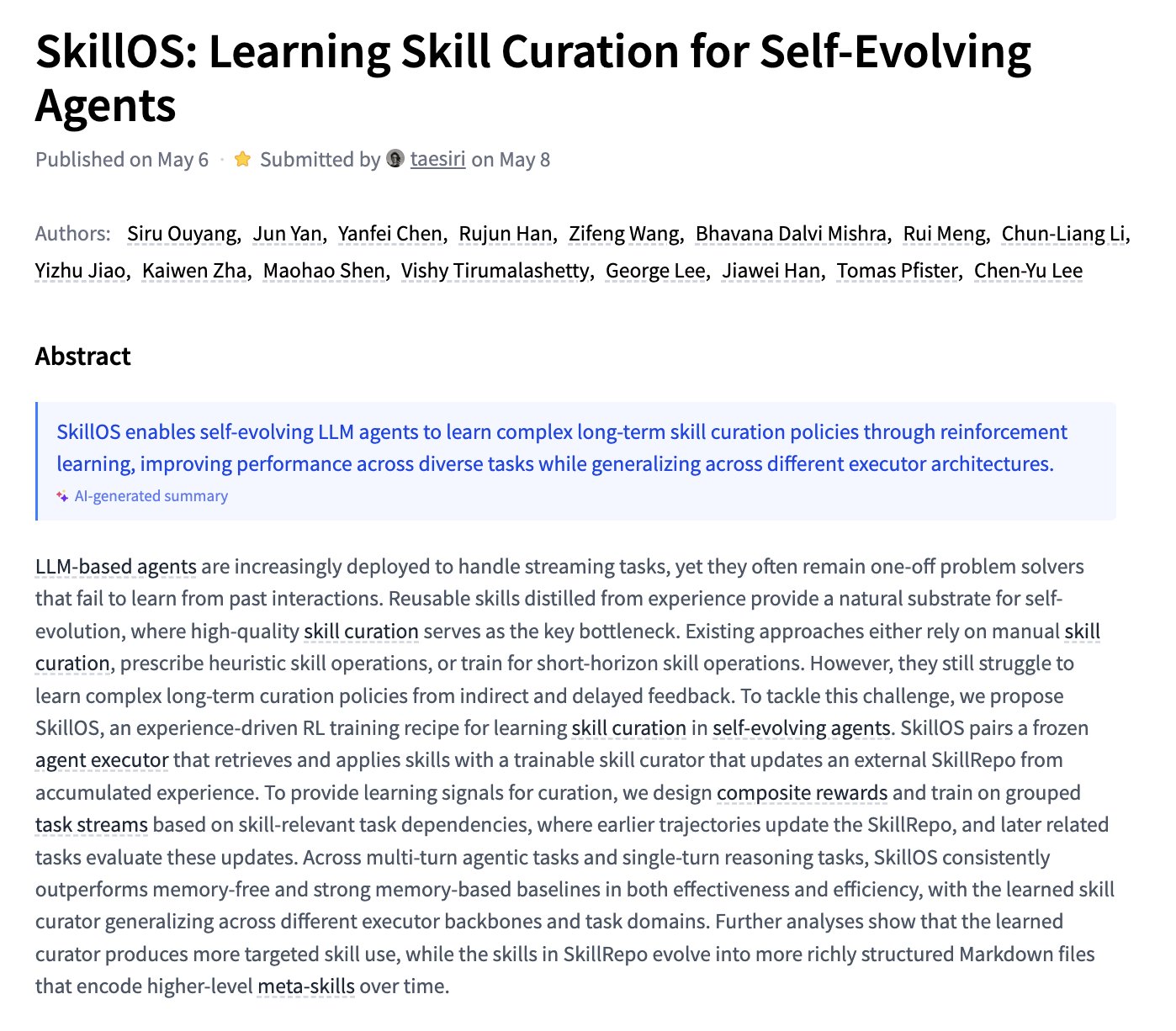 SkillOS: Skill Curation for Self-Evolving Agents