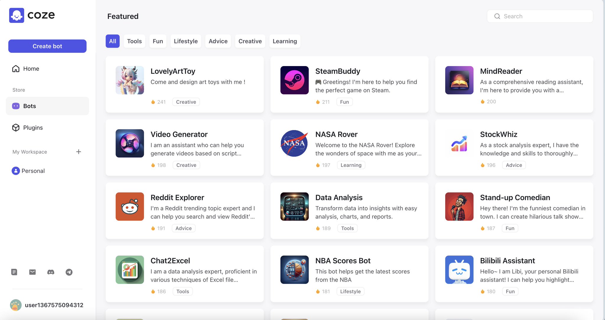 Coze platform provides free access to AI bot building
