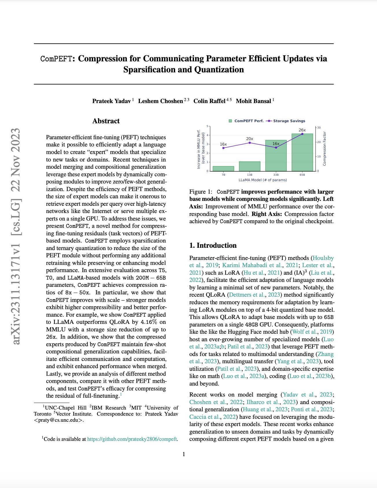 ComPEFT: Compression for Parameter Efficient Model Updates
