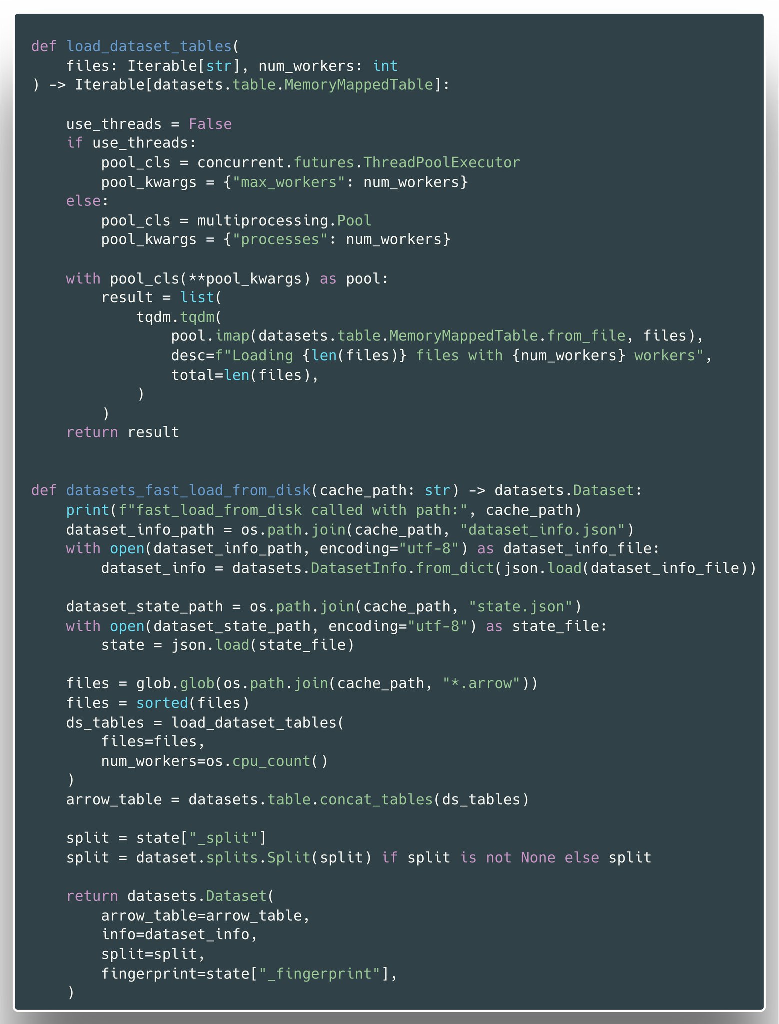 Optimizing HuggingFace Dataset Loading Performance