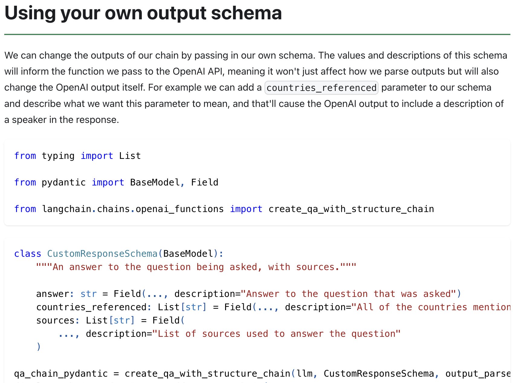 Custom Return Schema in RetrievalQAChain Documentation
