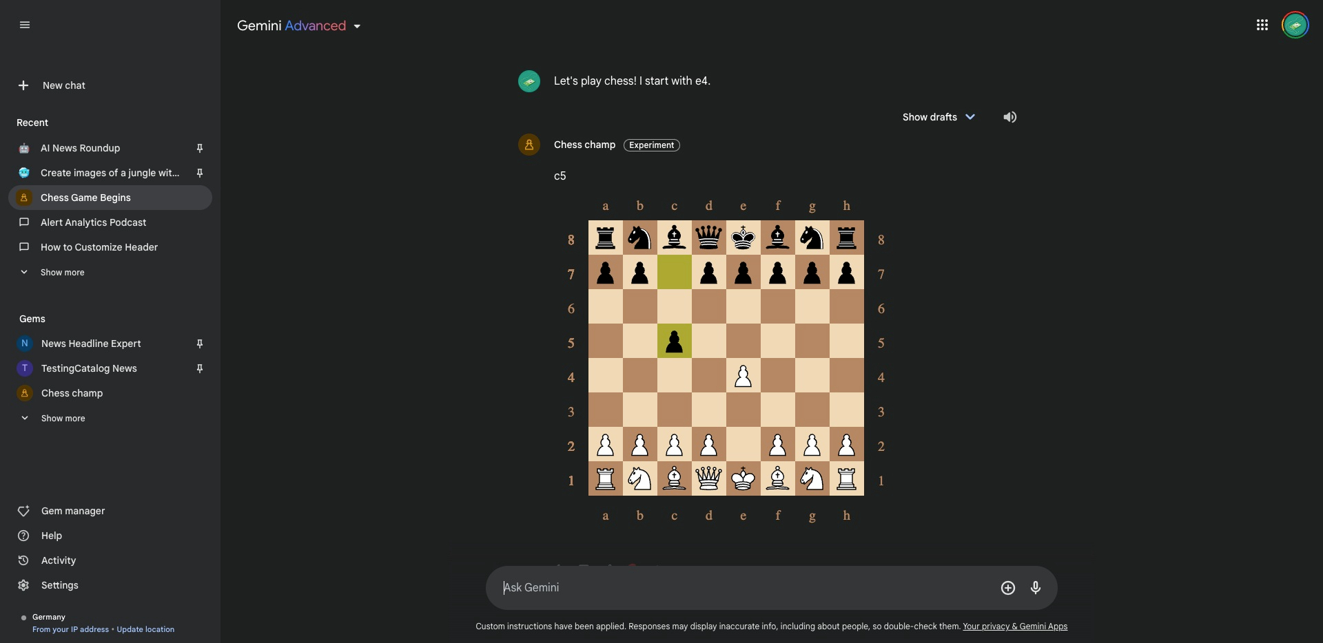 Google Gemini adds an experimental chess game