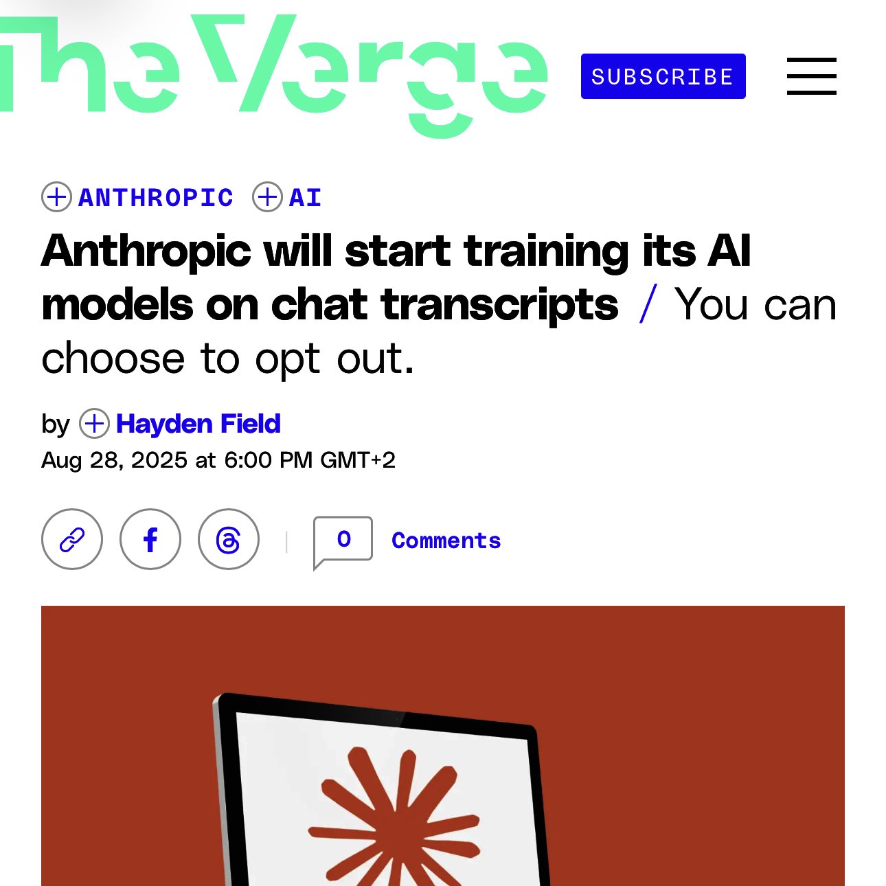 Anthropic to Train AI on User Data