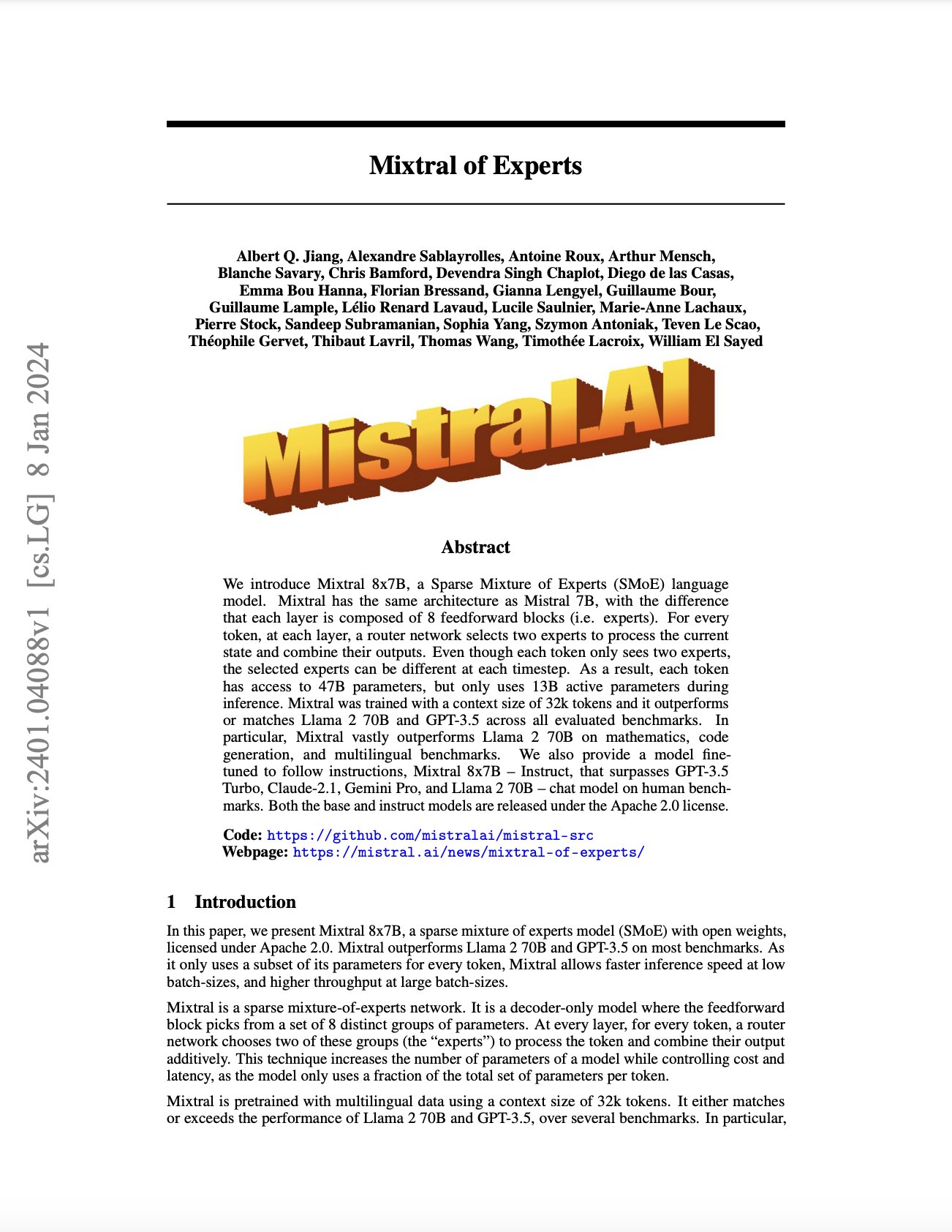 Mixtral of Experts: Advanced Neural Network Architecture