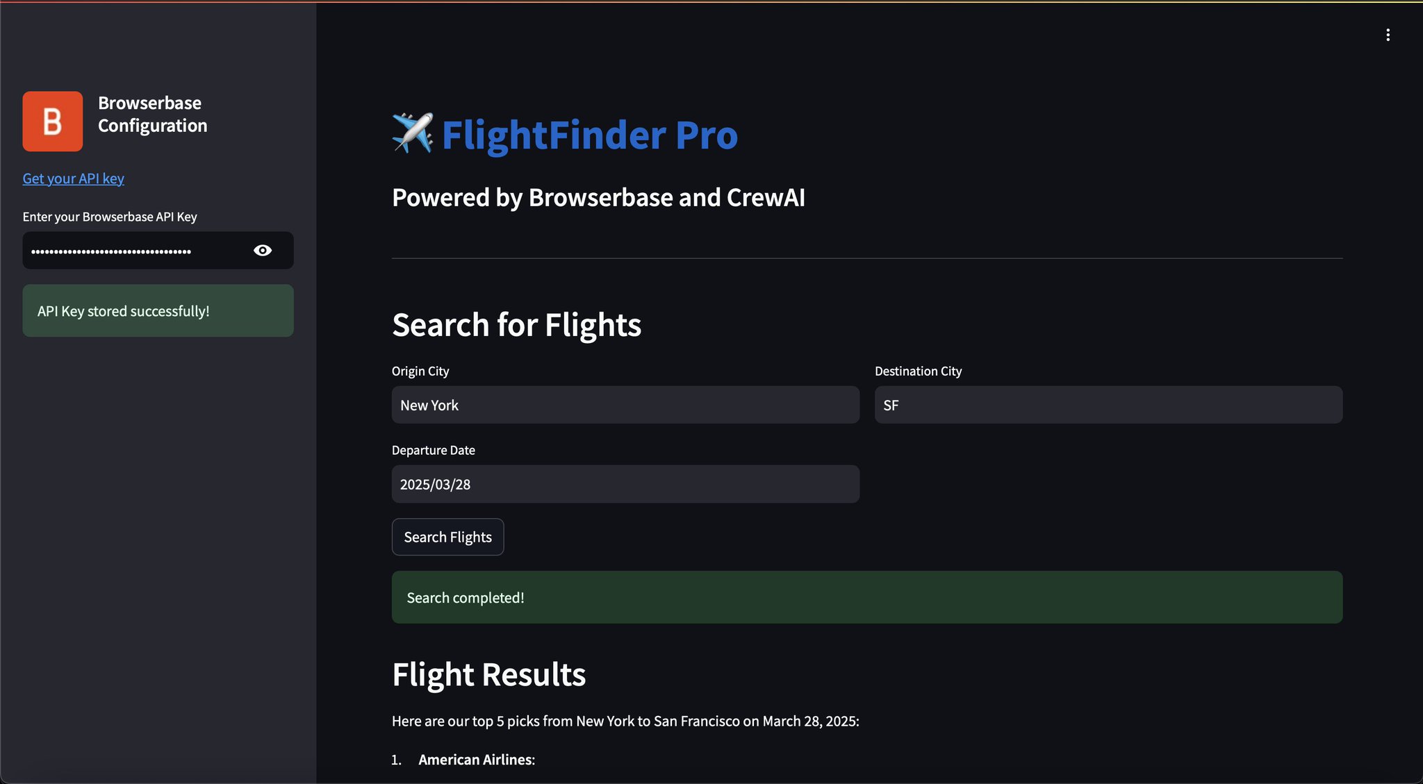 Streamlit Chat Interface for Real-Time Flight Details