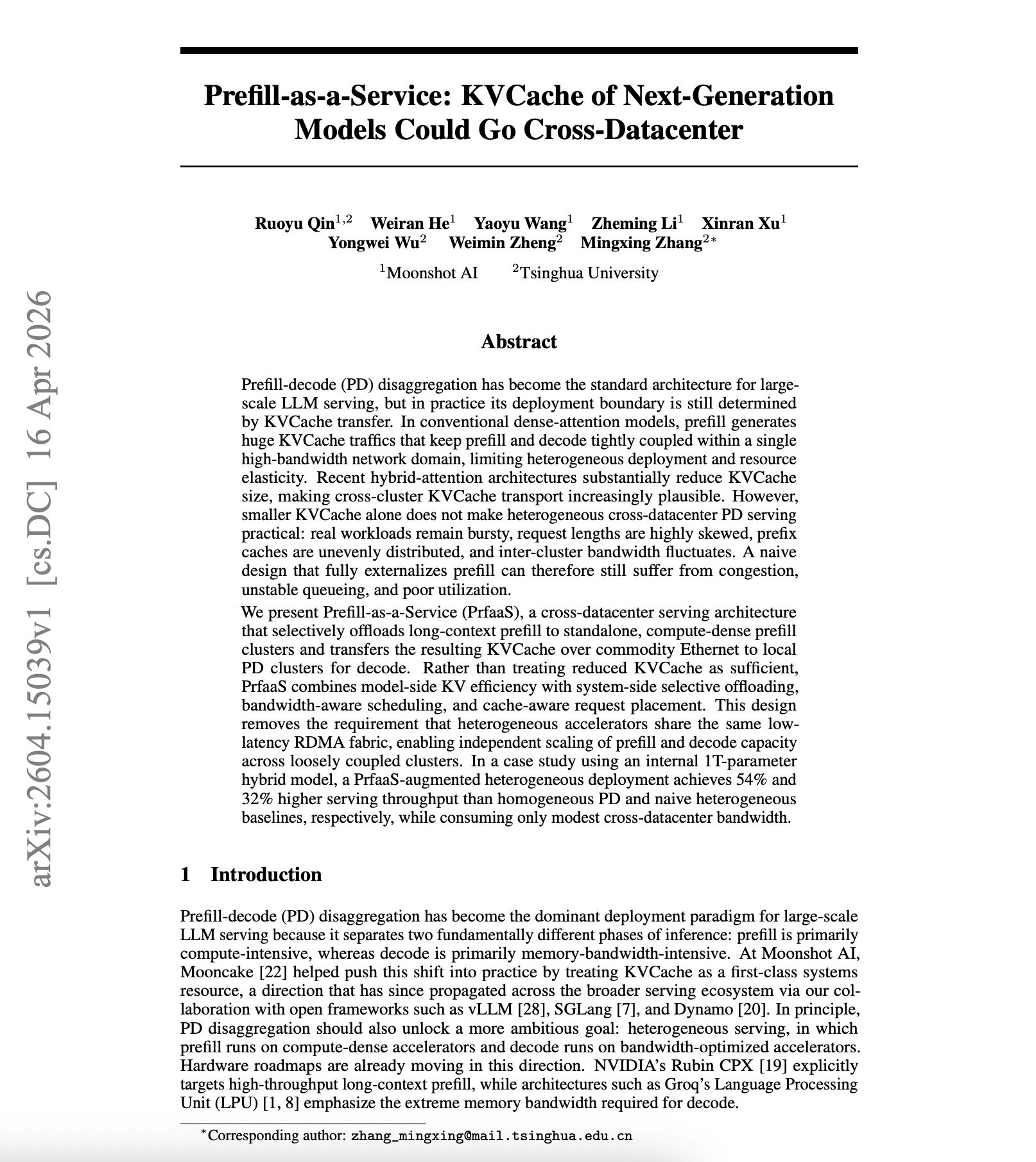 Kimi Proposes Solution to LLM Prefill-Decode KV Cache Transfer Problem