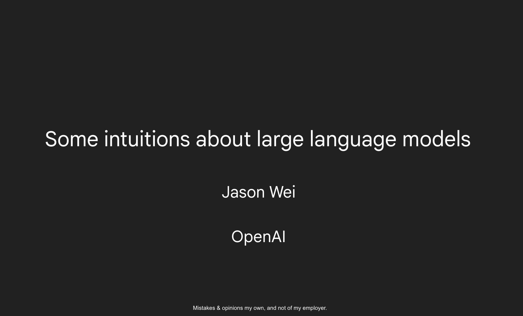 Guest lecture on intuitions for understanding large language models