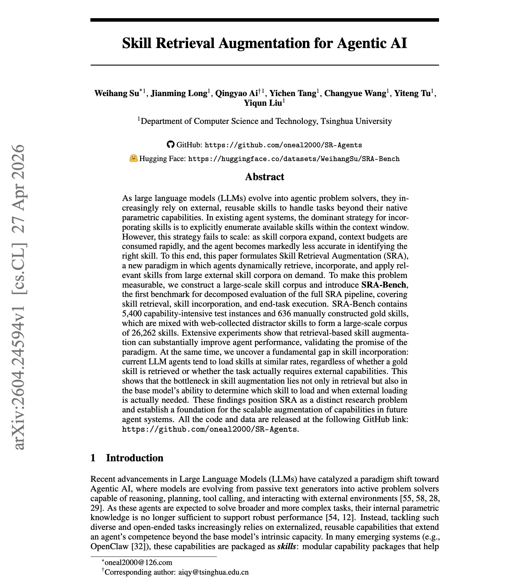 Skill Retrieval Augmentation for Agentic AI Systems