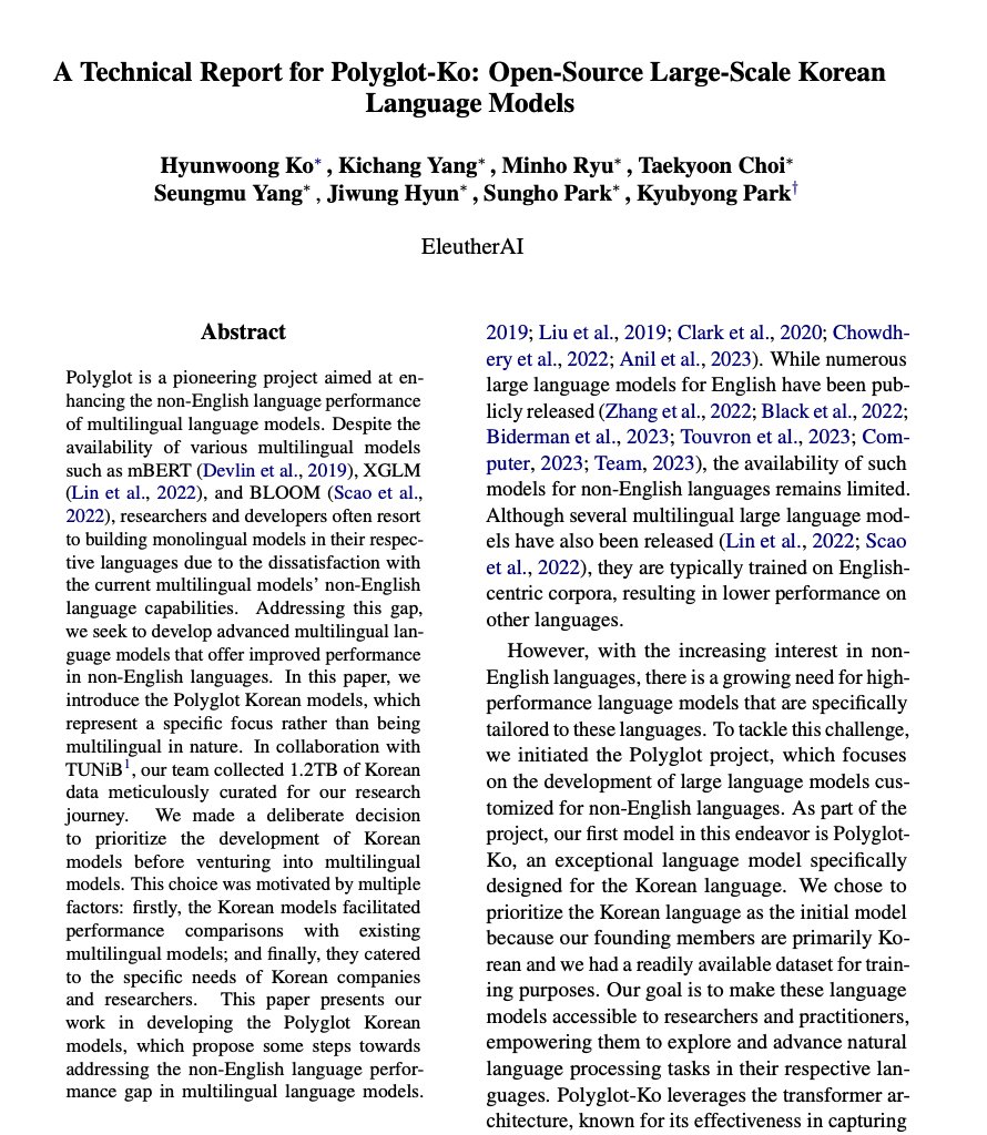 Polyglot-Ko: Open-Source Large-Scale Korean Language Models