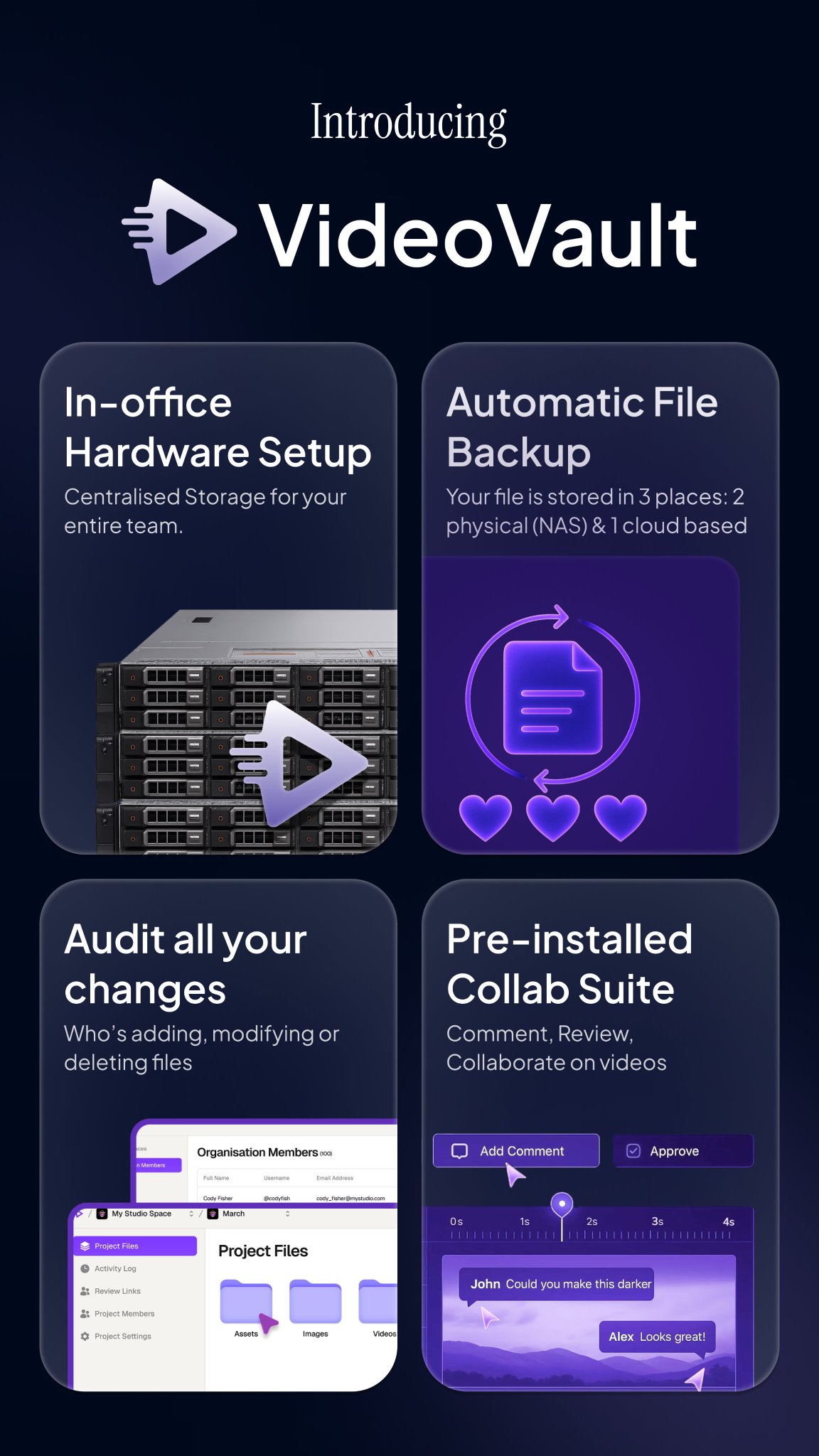 Video workflow tool with git-like versioning and cloud backup