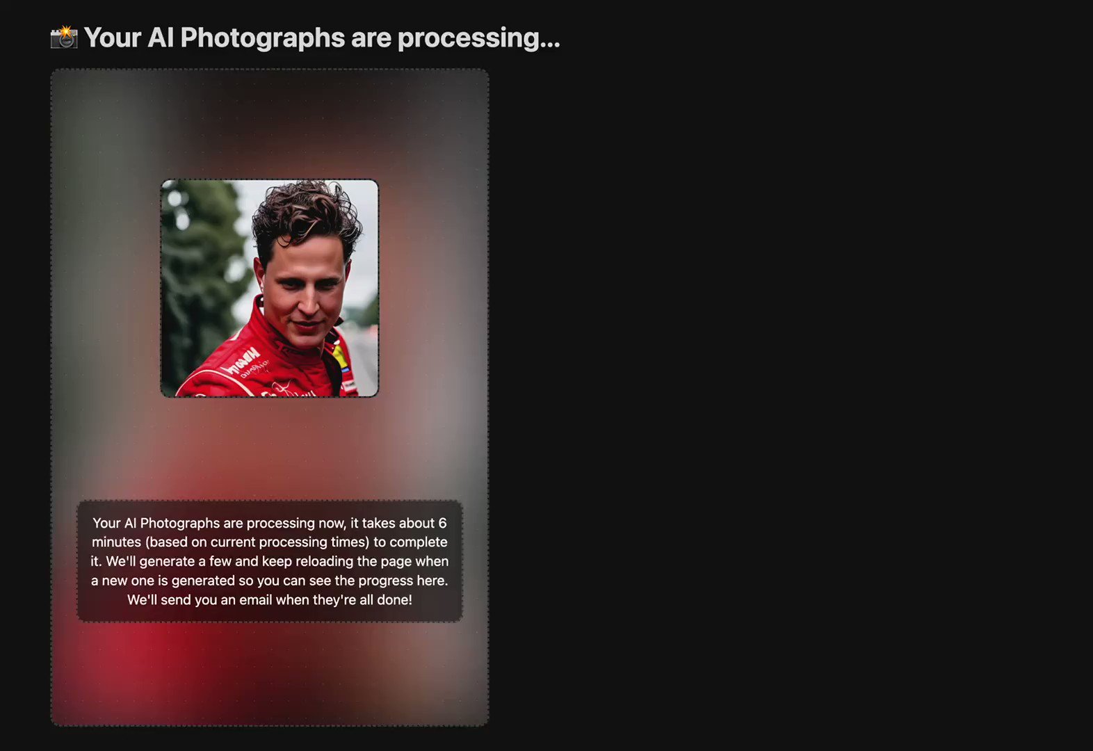 AI Photo Processing Animation Real-time Results Display