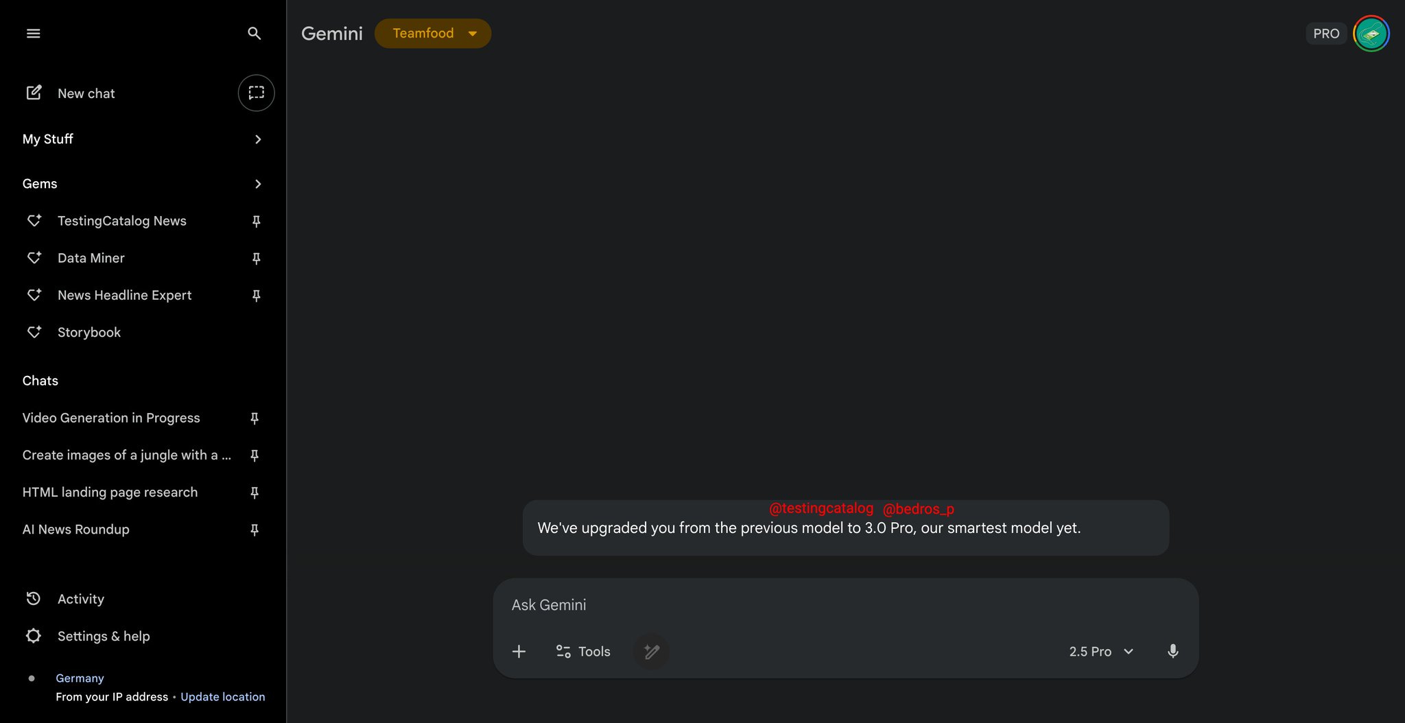 First mention of Gemini 3.0 Pro detected
