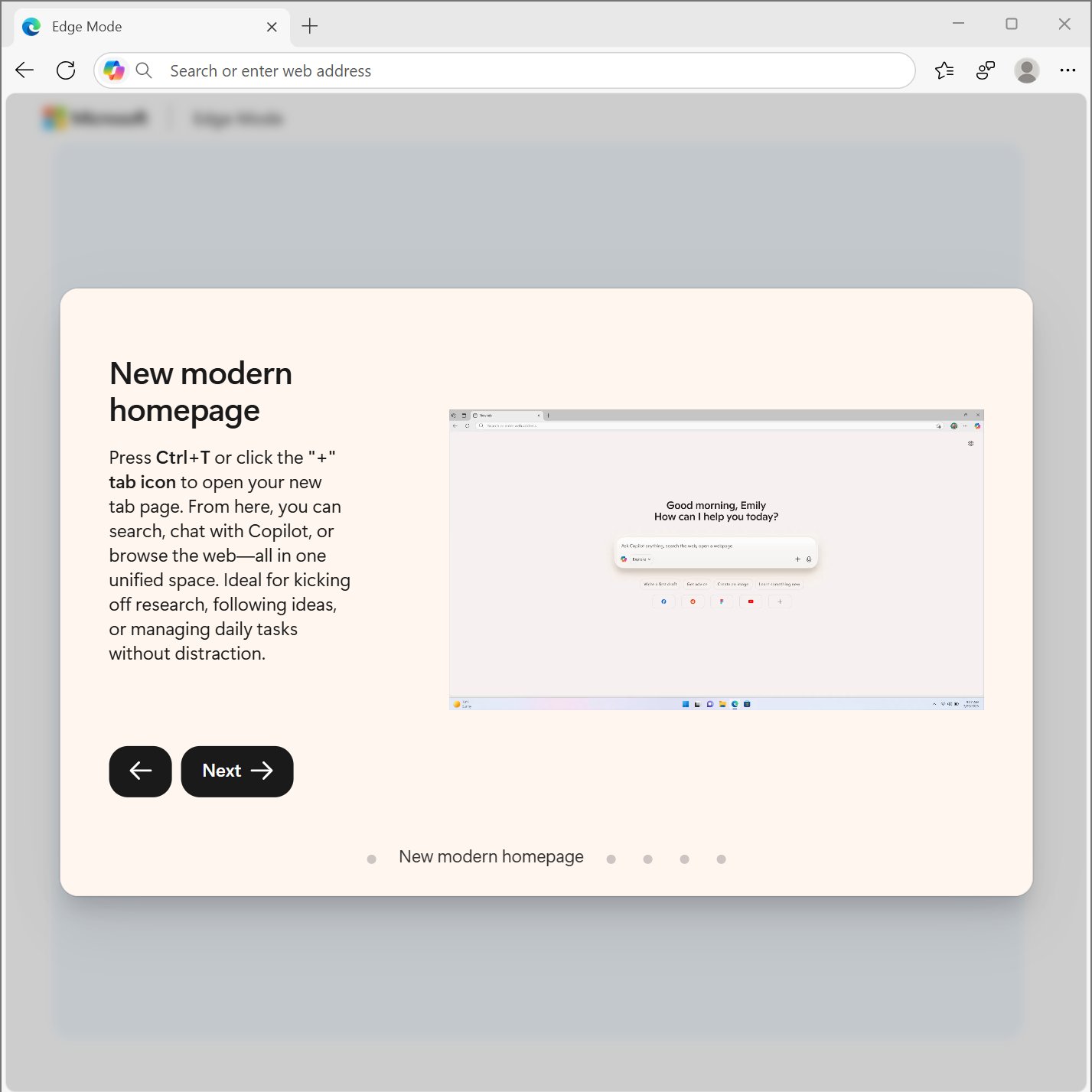 Smart Homepage Entry Point for Copilot Integration