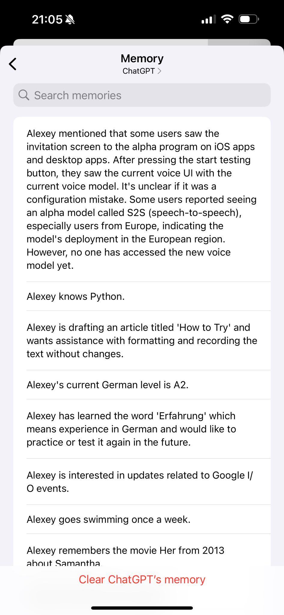 ChatGPT adds cross-memory search feature to MacOS app