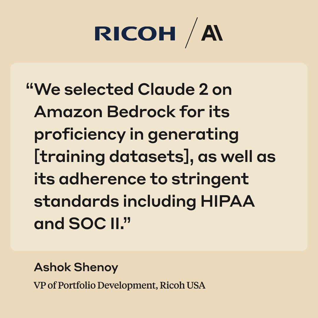 Ricoh Integrates Claude 2 Through Amazon Bedrock for Operations