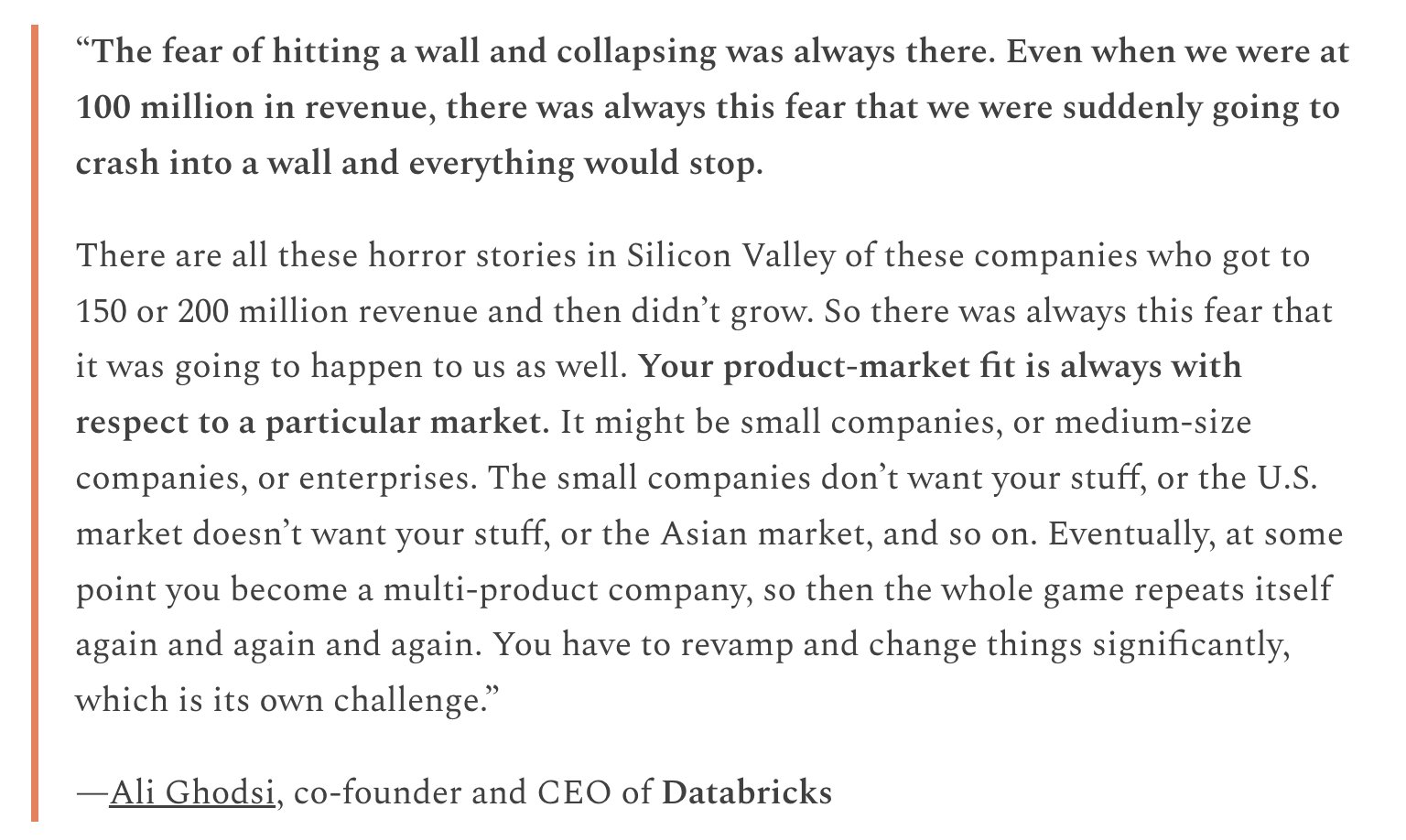 Databricks CEO reveals PMF challenges at $100M ARR