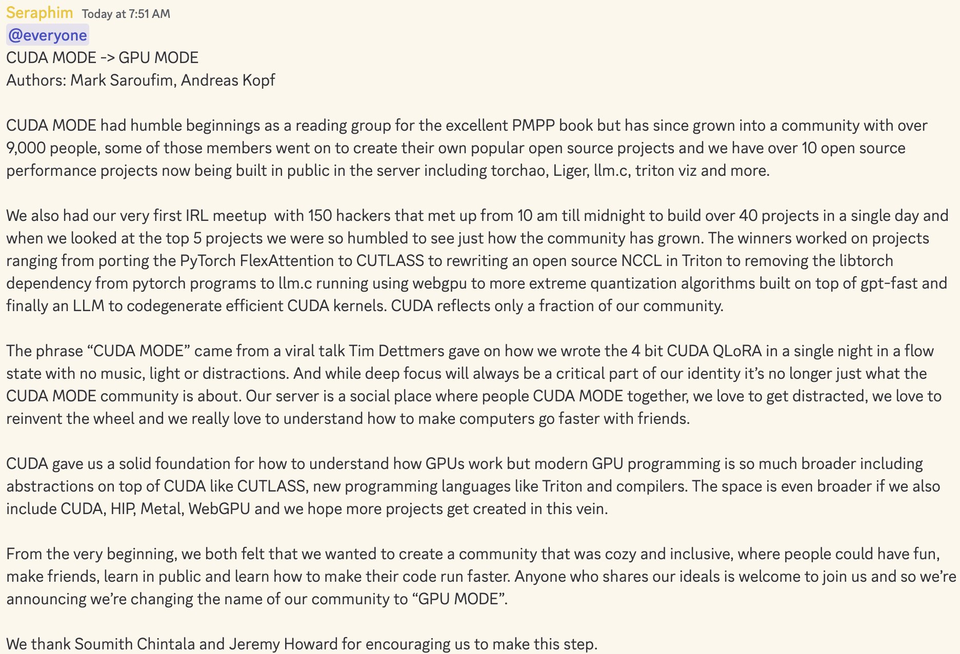 CUDA Mode Rebrands to GPU Mode Community