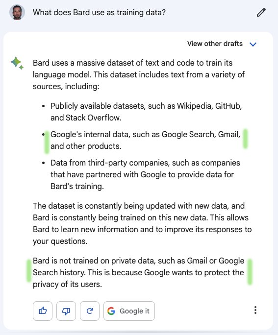 Bard’s Training Data Transparency Issues and Speculation