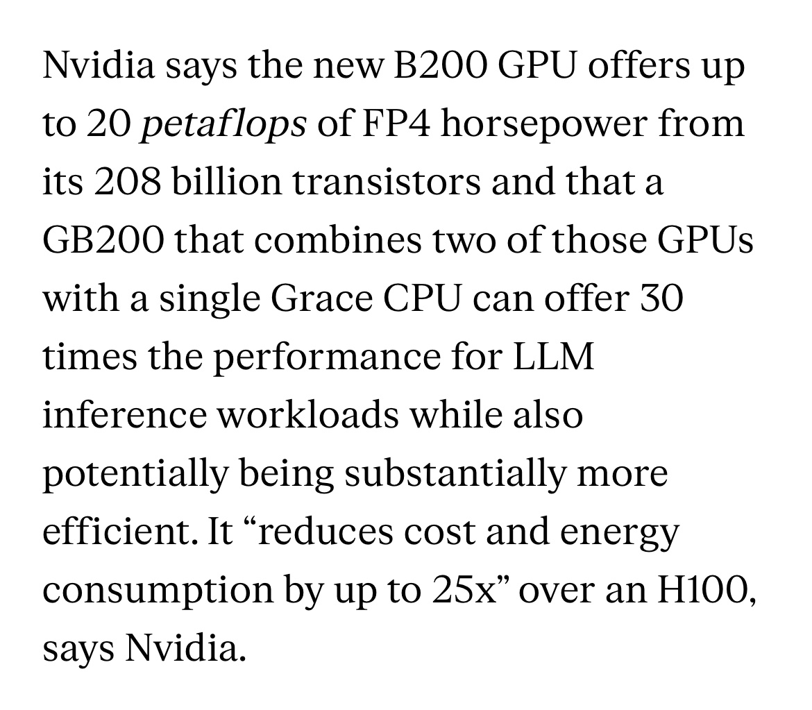 Blackwell GPU reduces cost and energy consumption by 25x