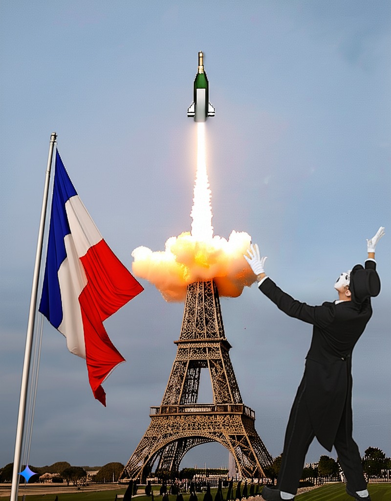 Gemini 2.0 Flash creates a very French version of Starship launch