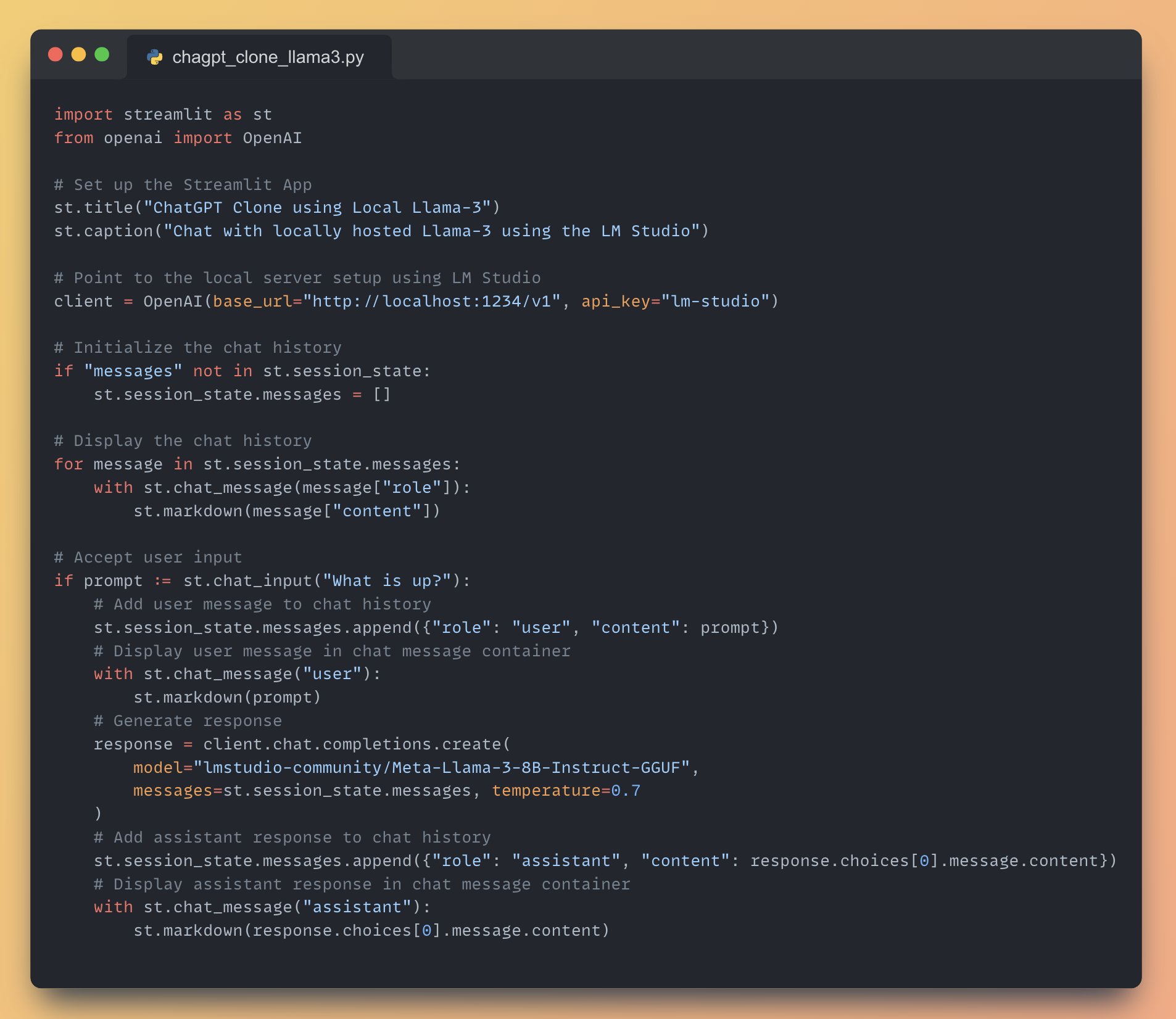 Full ChatGPT Clone Application Code Using Llama-3