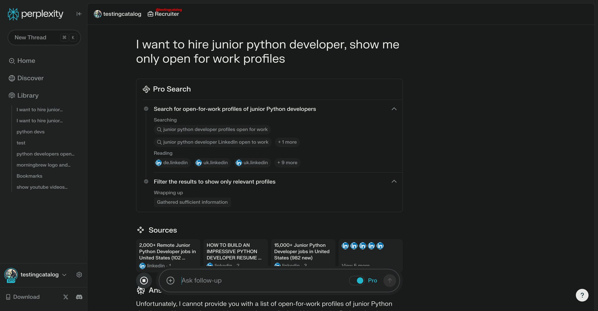 LinkedIn search limited without results
