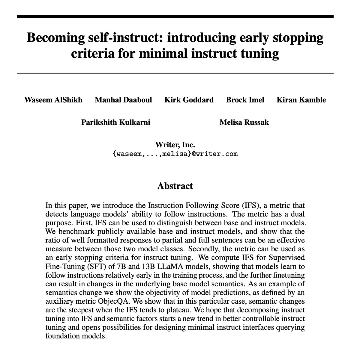 Self-Instruct: Early Stopping for Minimal Instruction Tuning