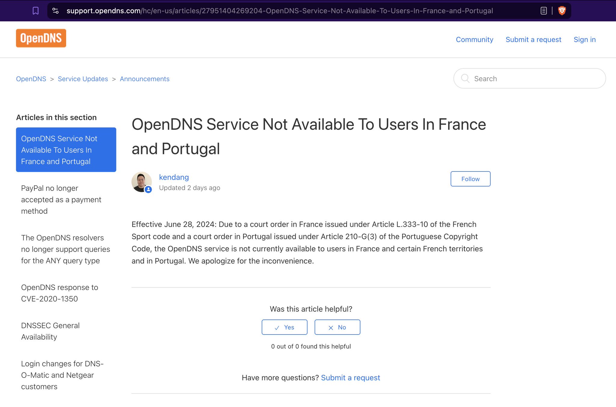 Court Order Shuts Down OpenDNS in France and Portugal