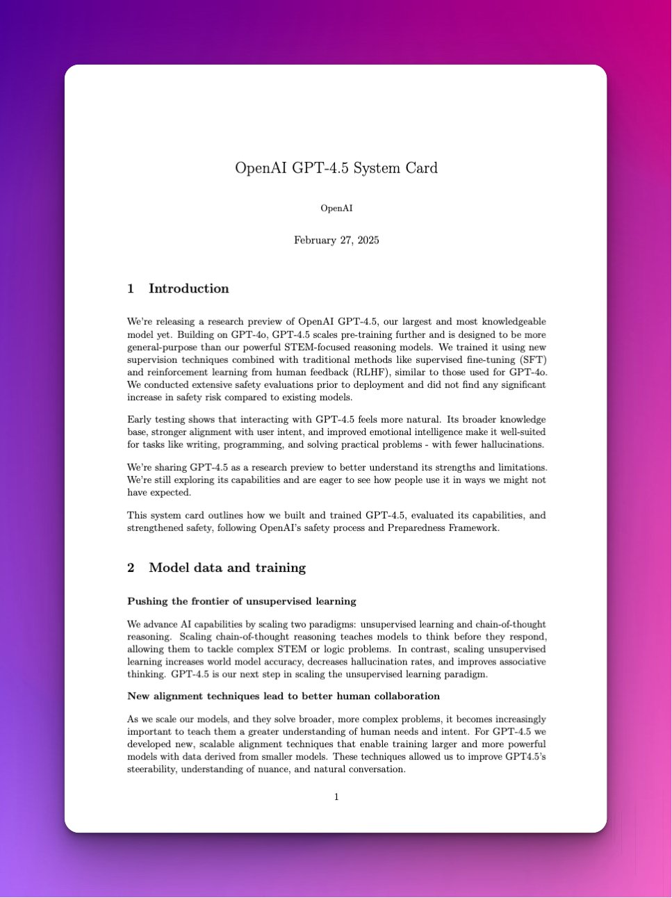 GPT-4.5 System Card Leaked: 10x Faster, Fewer Hallucinations