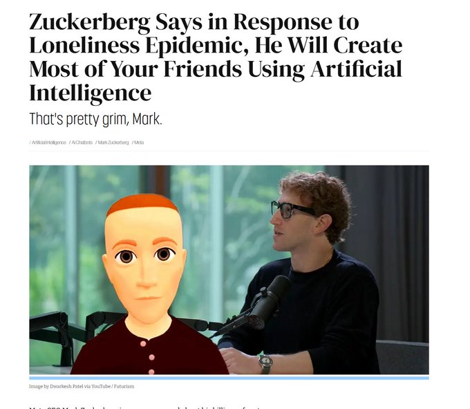 Zuckerberg Envisions 80% of Friends Being Meta AI Agents