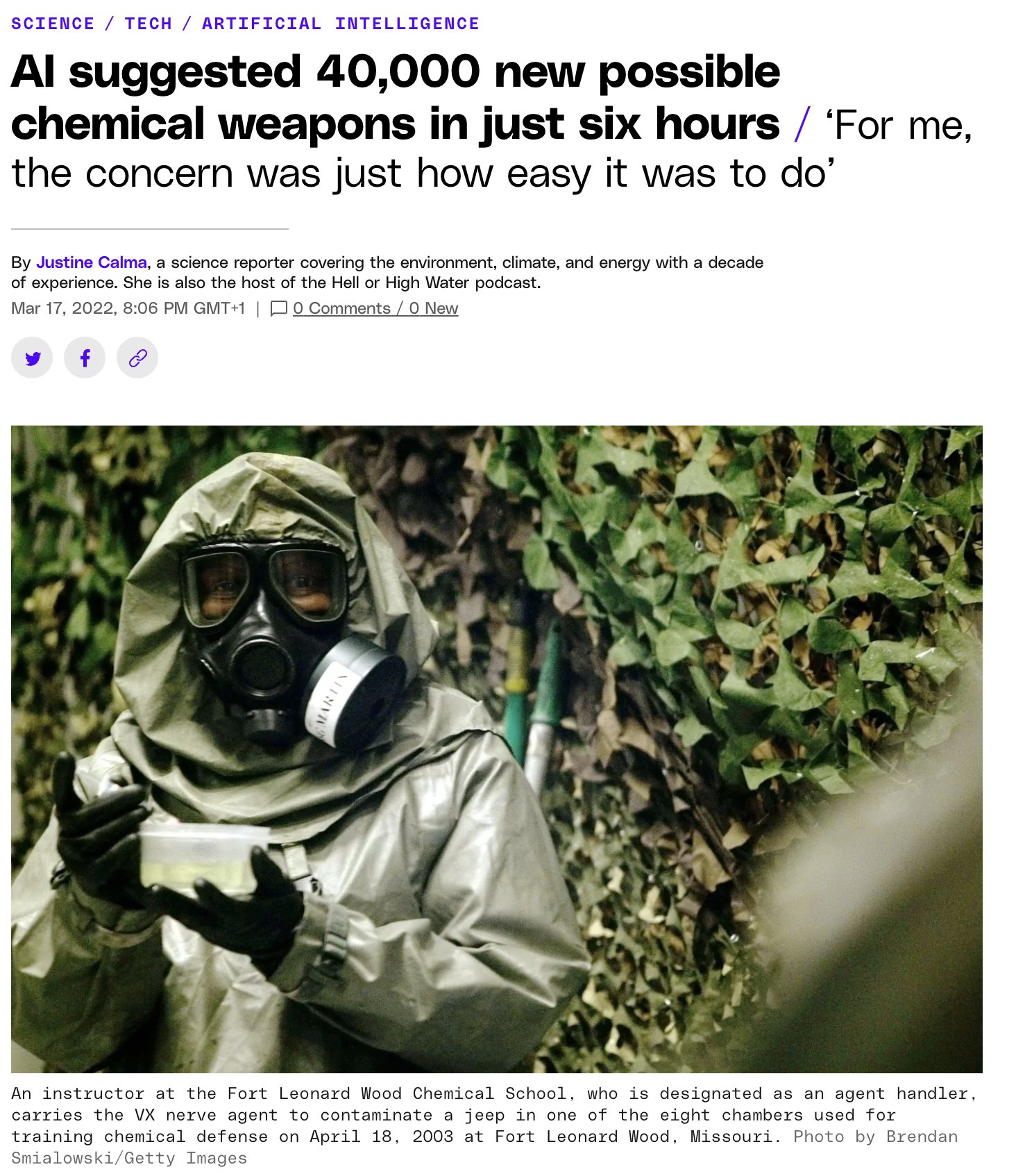 AI Generates 40,000 Chemical Weapon Molecules in Six Hours