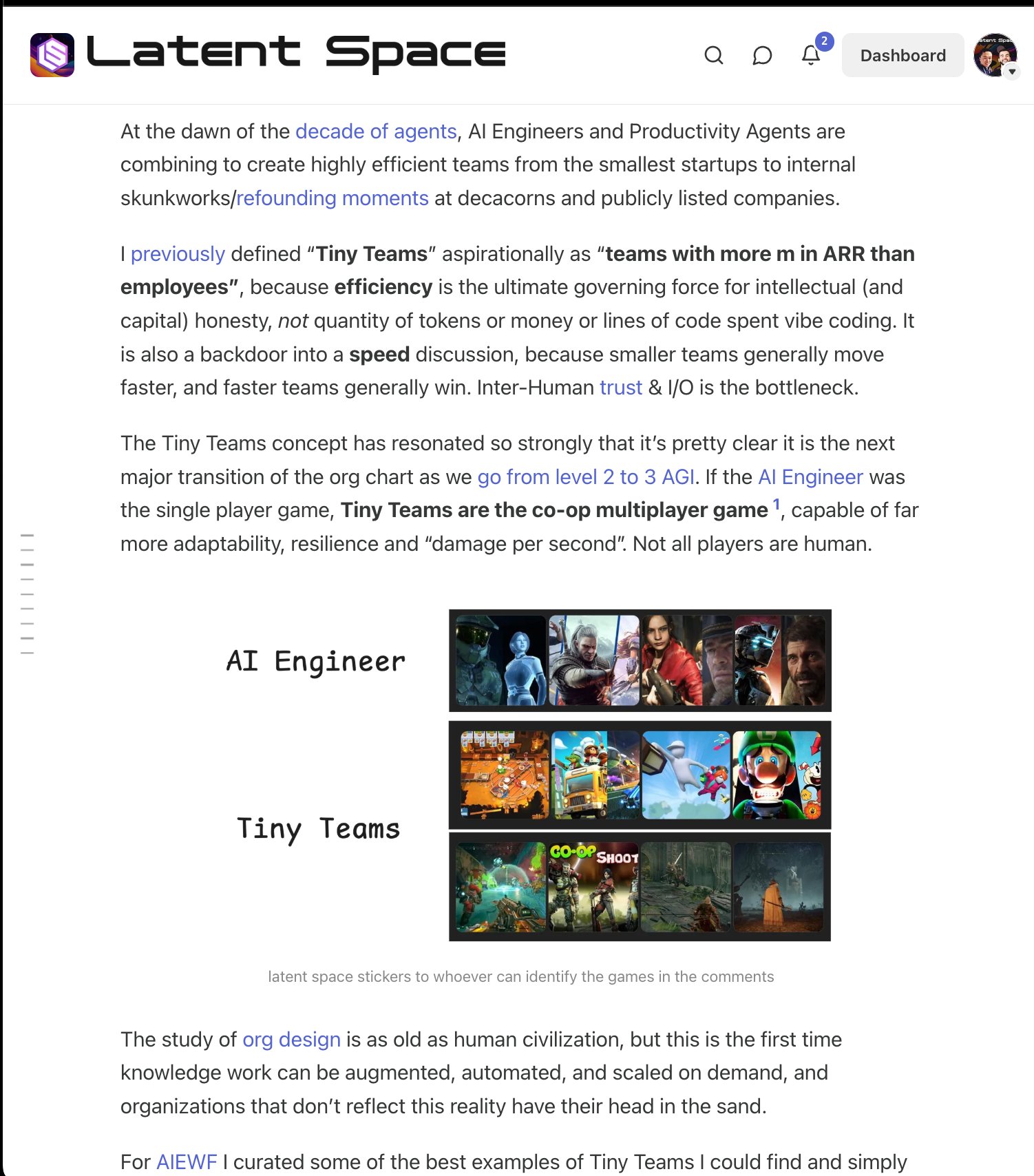 Tiny Teams as Co-op Multiplayer Model for AI Engineers