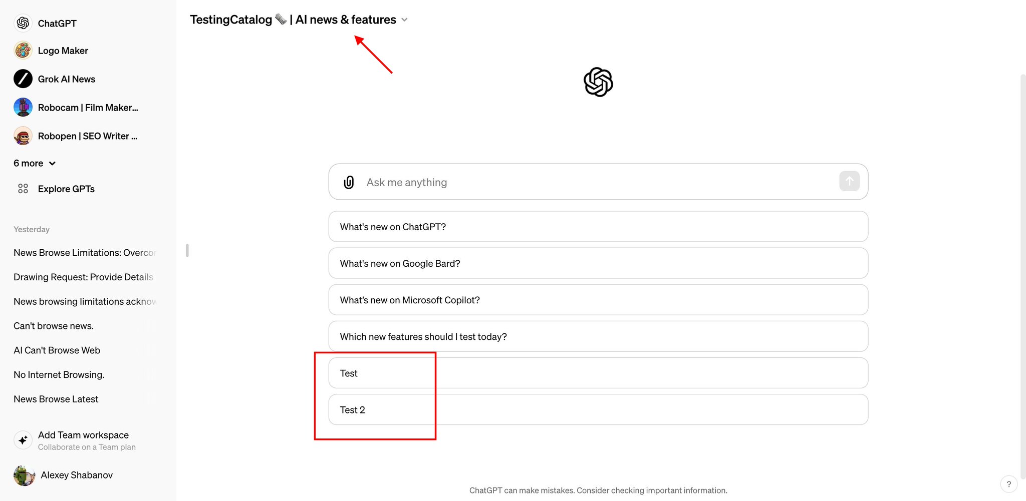 Testing a custom GPT for AI news and features