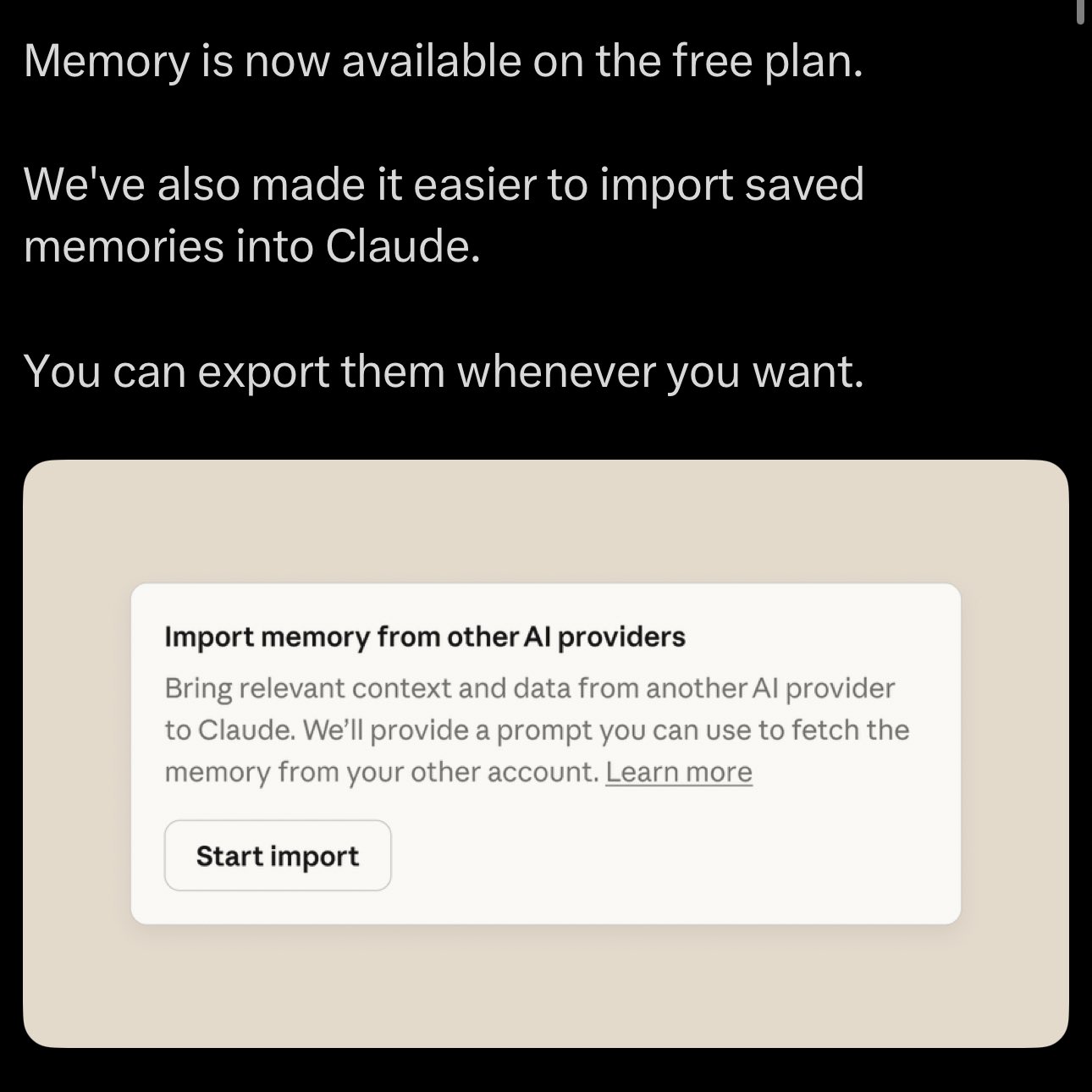 Anthropic adds free memory for Claude users