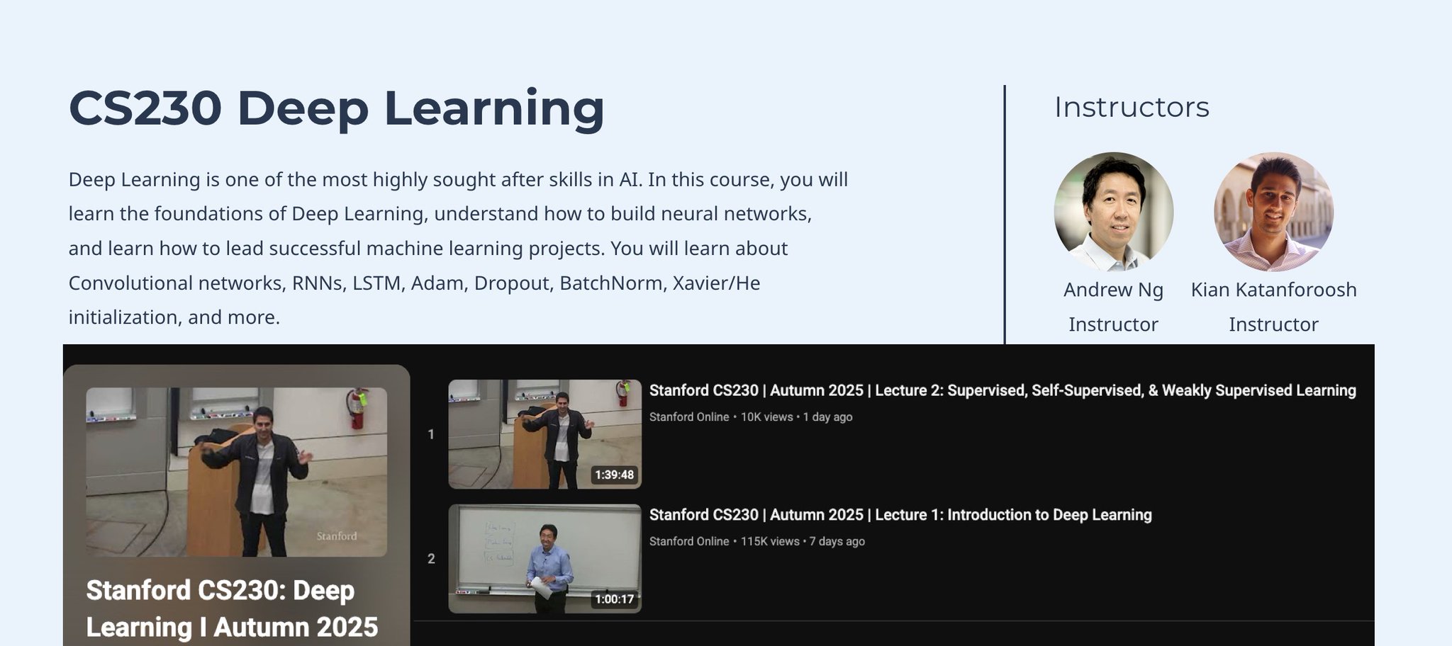 Andrew Ng’s Deep Learning Course 2025 Lectures Now Available