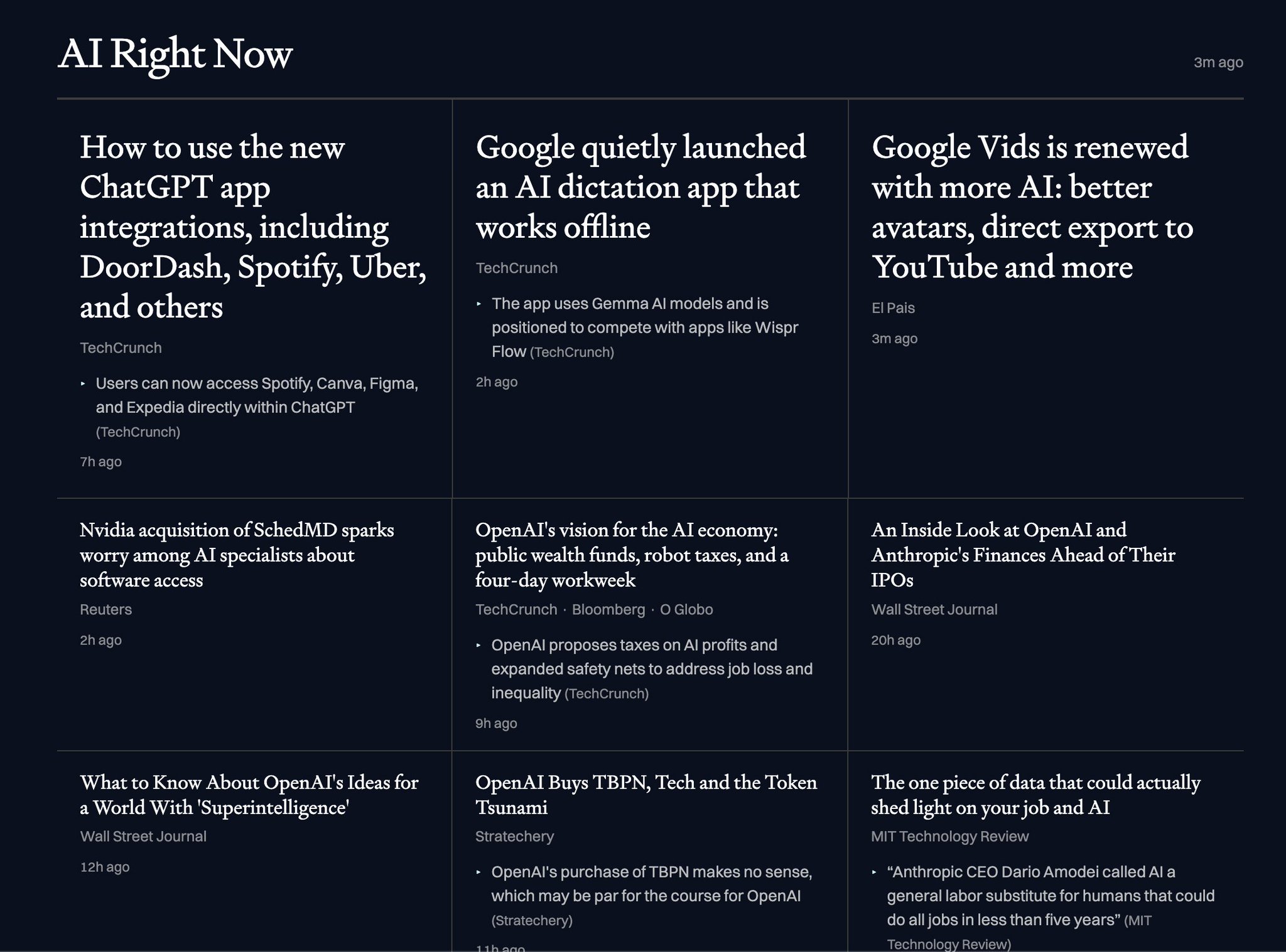 AI Headline Tracker Now Uses Spiral as Lead Writer