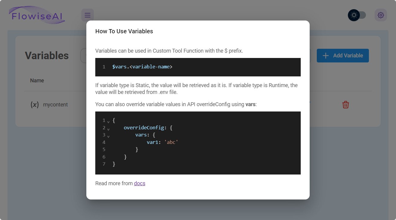 Global Variables in Custom Tool Functions for API Integration