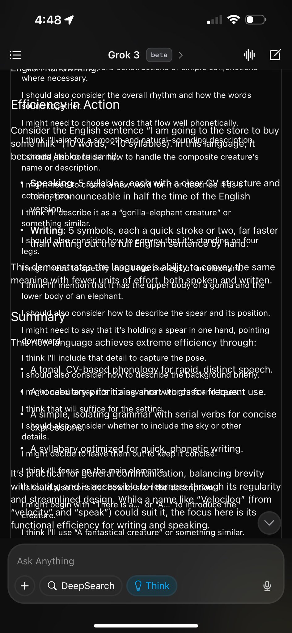 Crashing Grok 3 by prompting a new efficient language