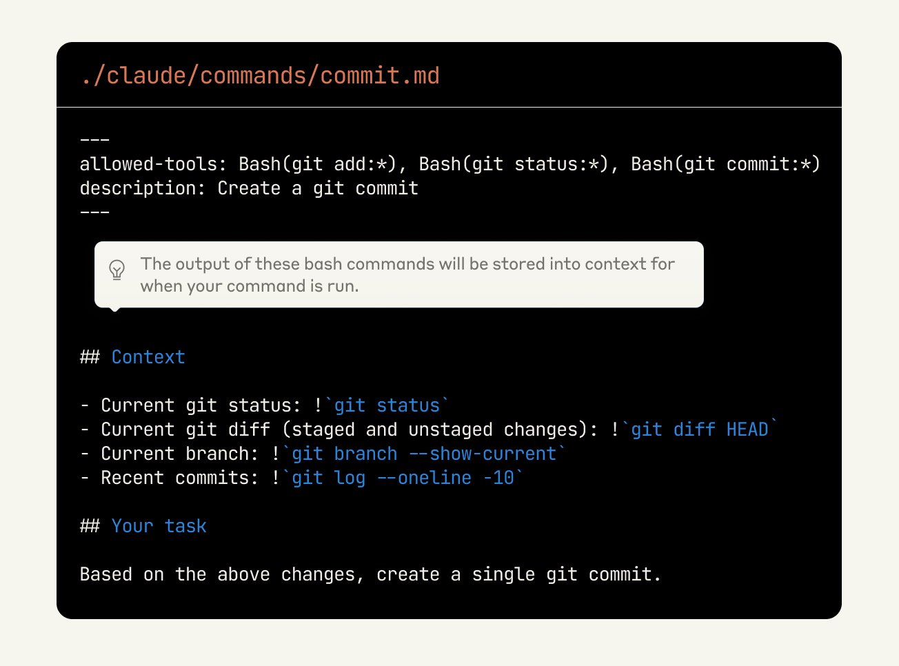 Slash Commands: Execute Bash, Mention Files, Enable Extended Thinking