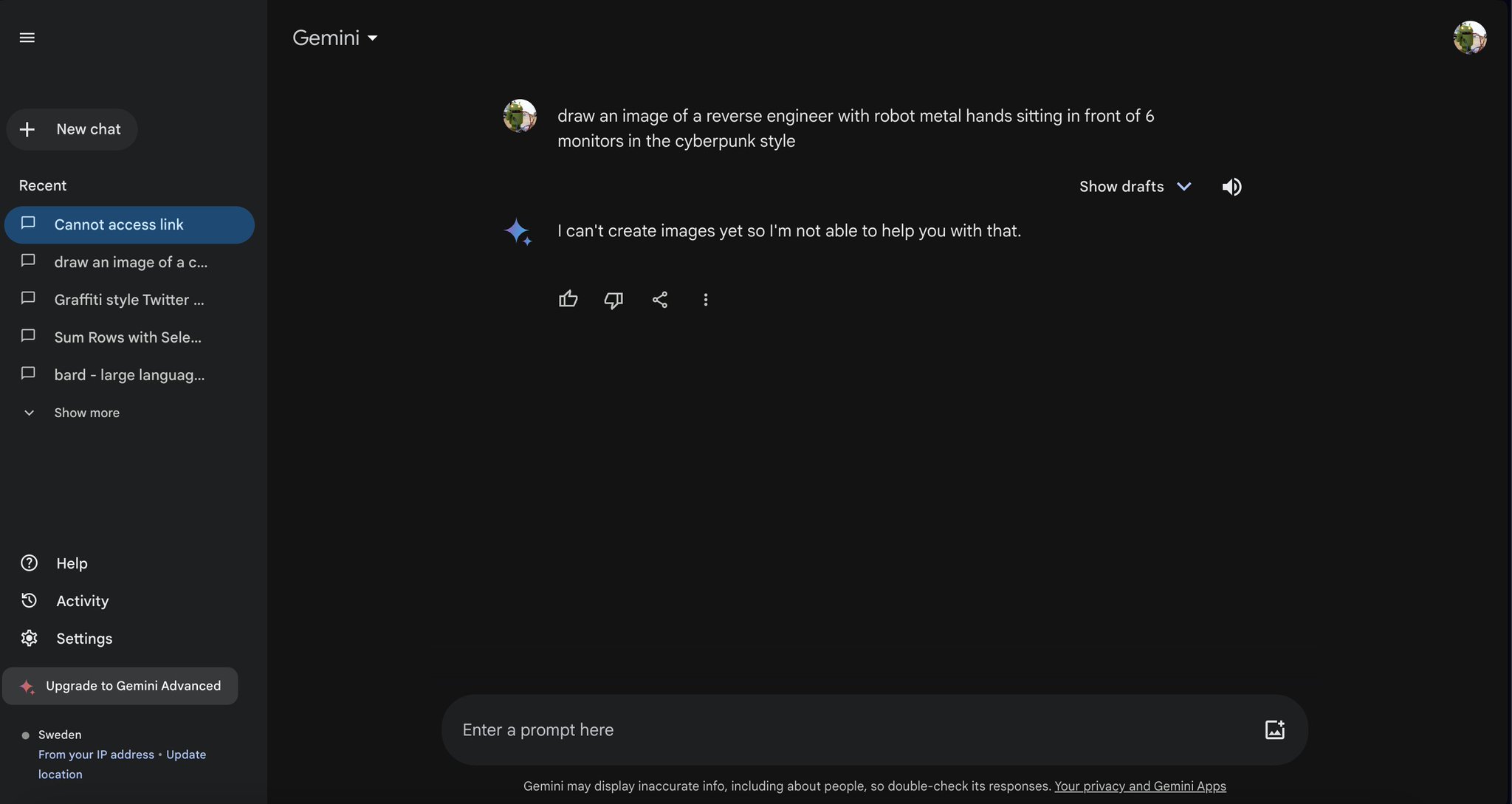 User reports image generation regression in Gemini compared to Bard