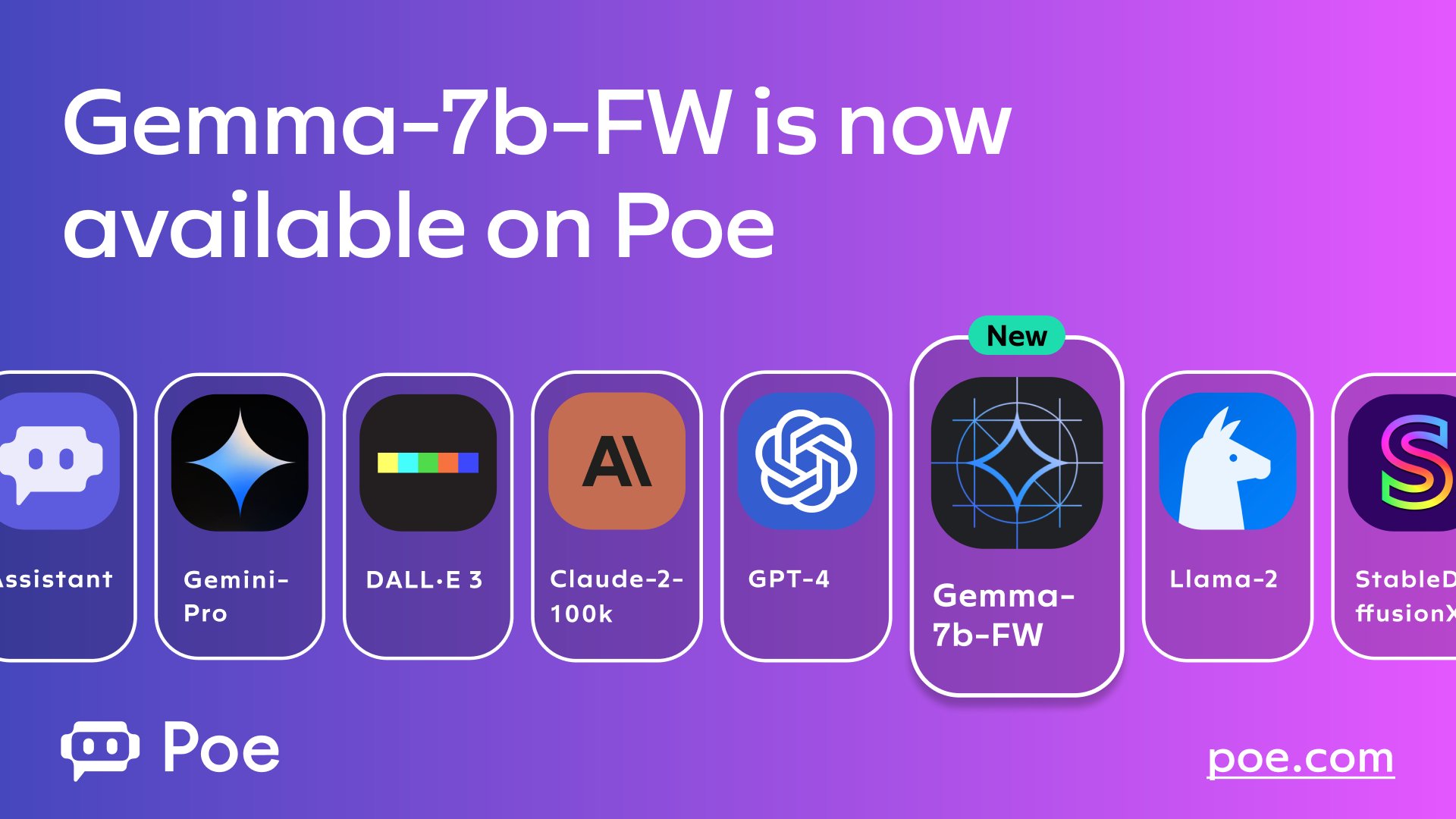 Google Launches Gemma 7b Lightweight Model on Poe