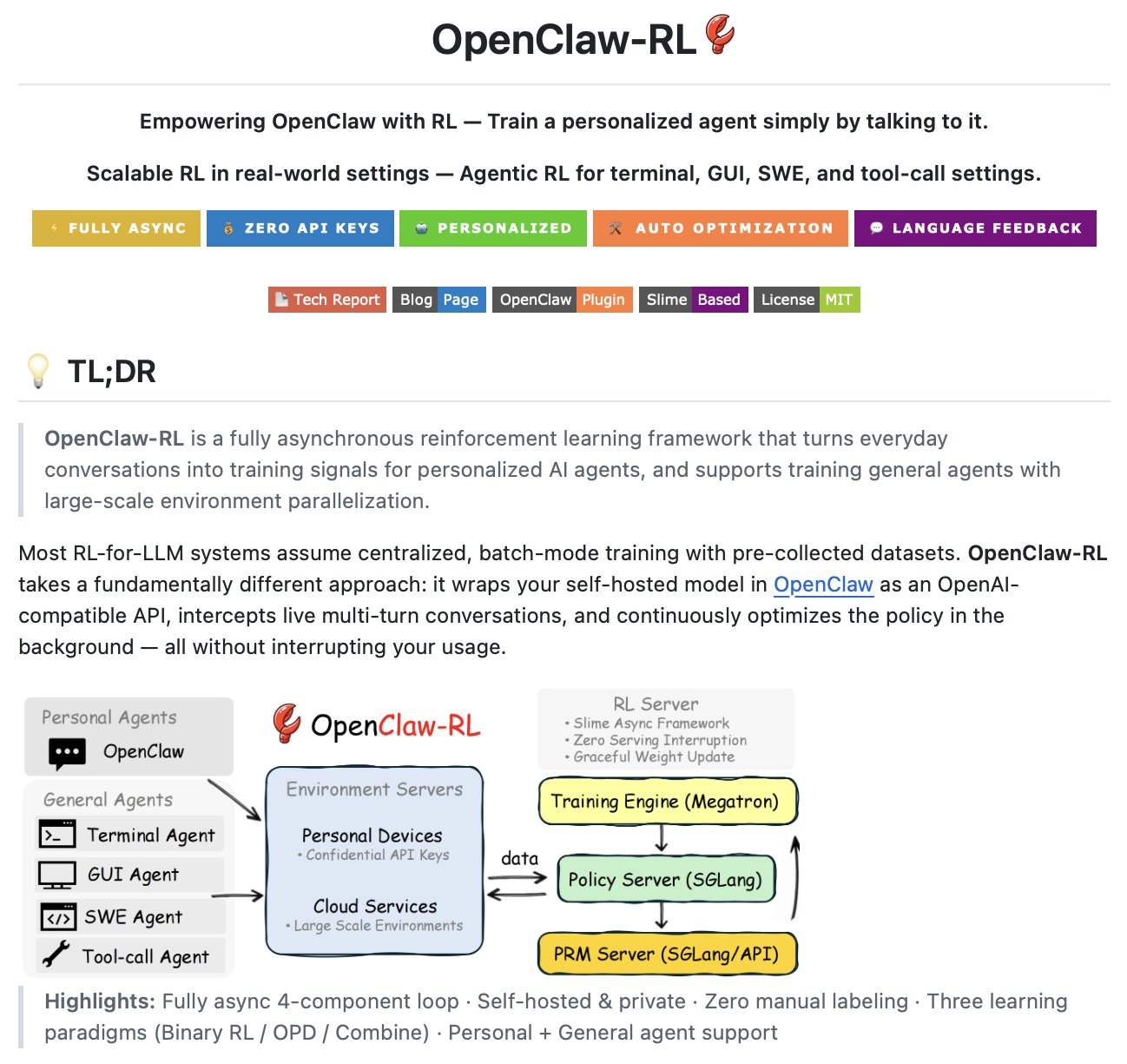 OpenClaw-RL: Train AI Agents Through Natural Conversations