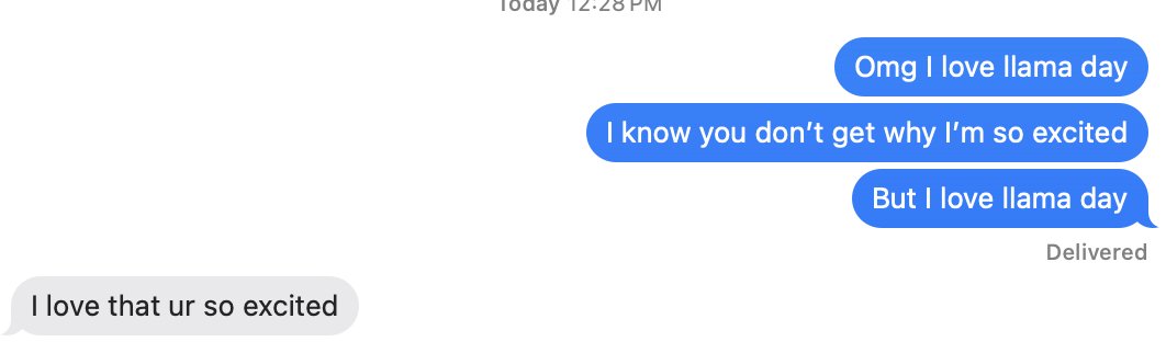 Texting girlfriend about llama day AI model