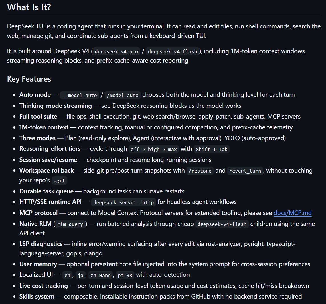 DeepSeek-TUI: A Terminal-Based Coding Agent for DeepSeek Models