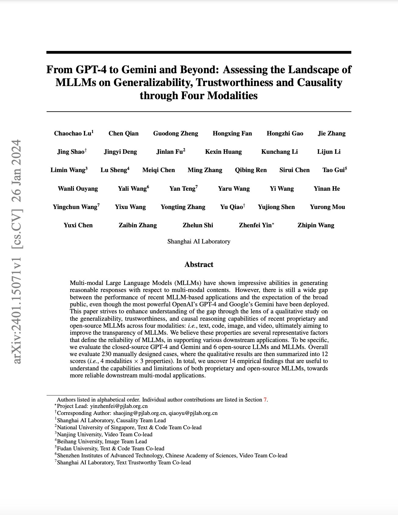 Evaluating Multimodal LLMs: Generalizability, Trustworthiness and Causality