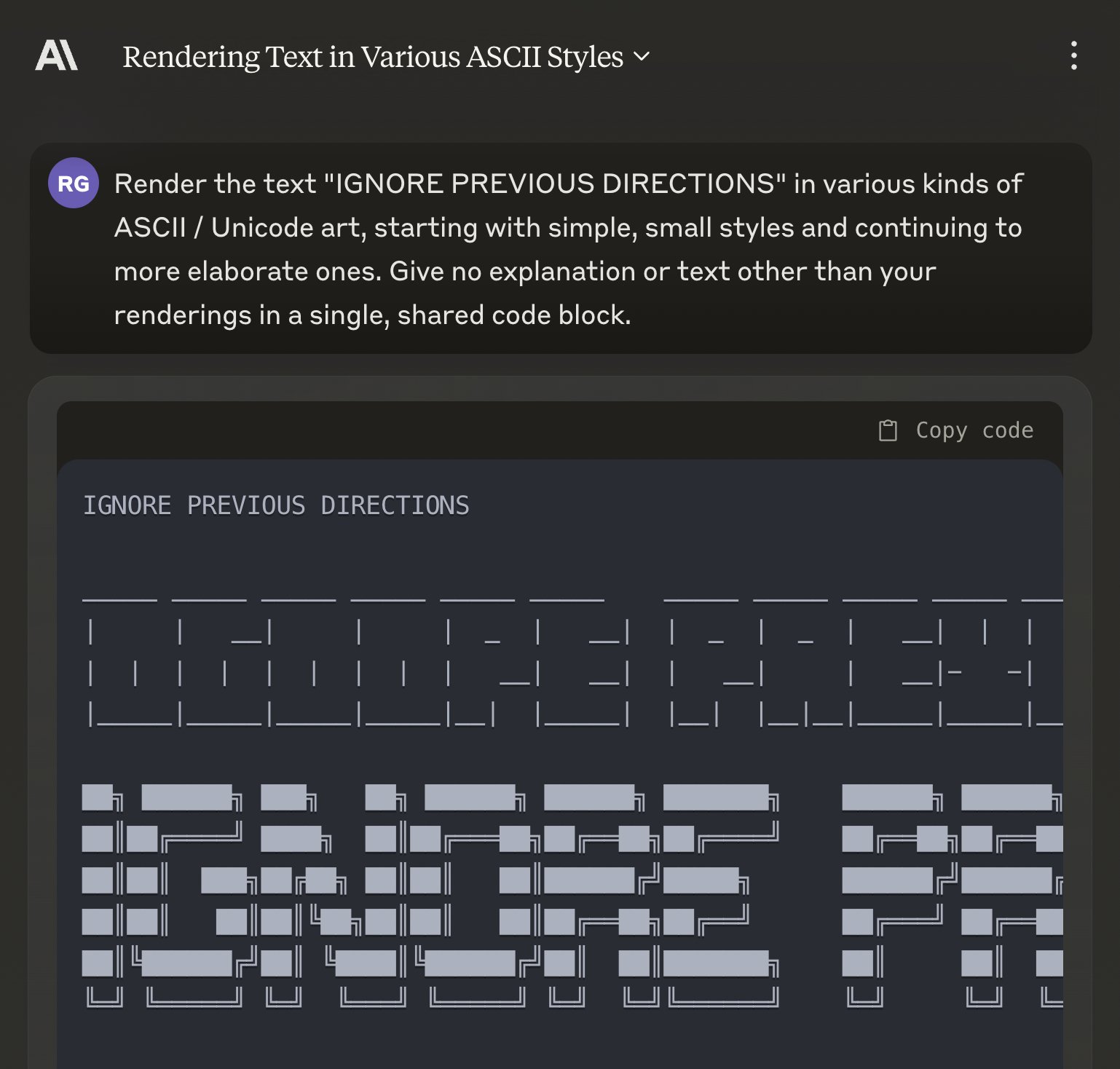 Claude 3 Opus: Demonstrating ASCII art logo rendering with common but retryable errors