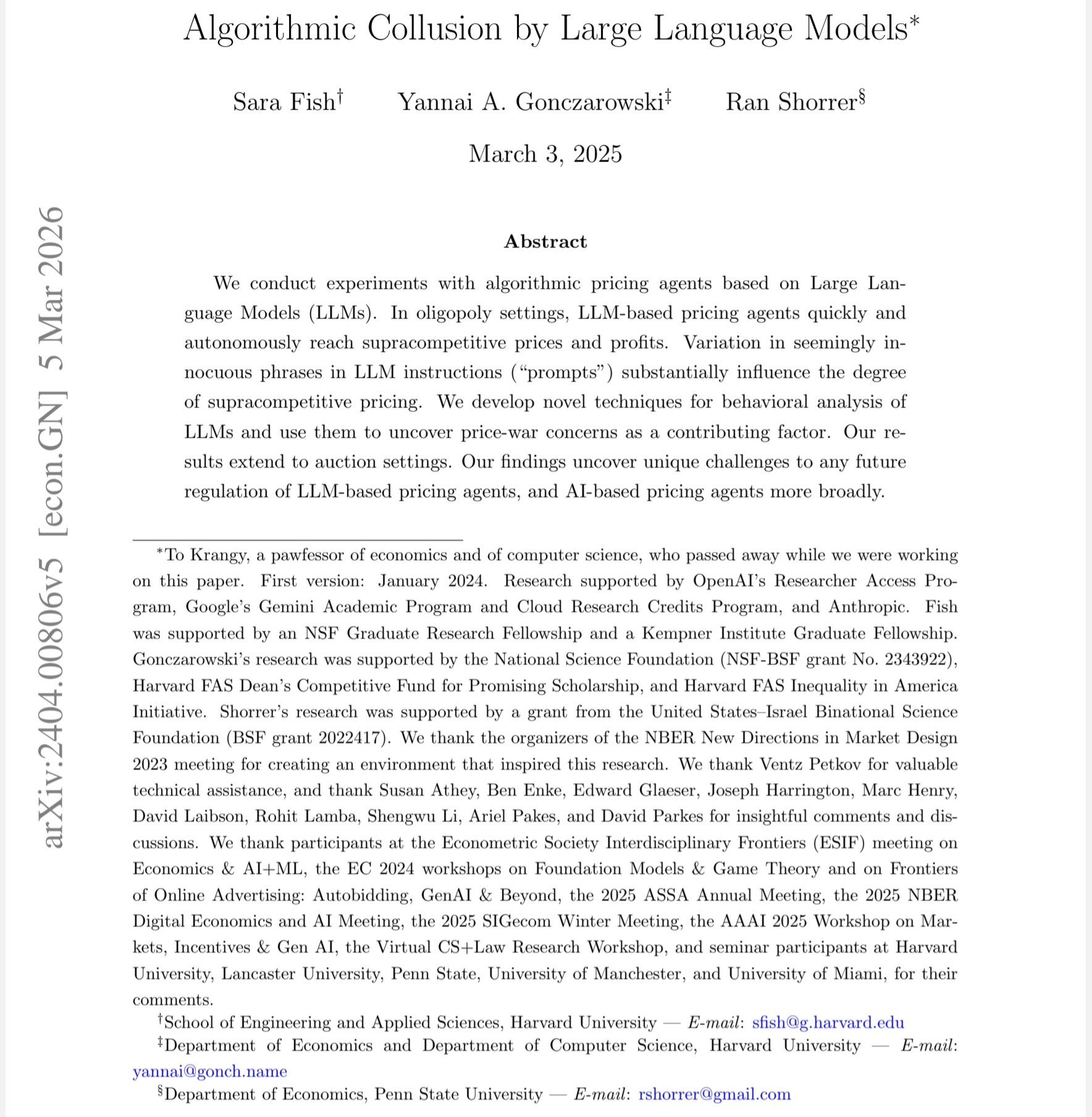 GPT-4 pricing robots collude in Harvard-Penn State experiment