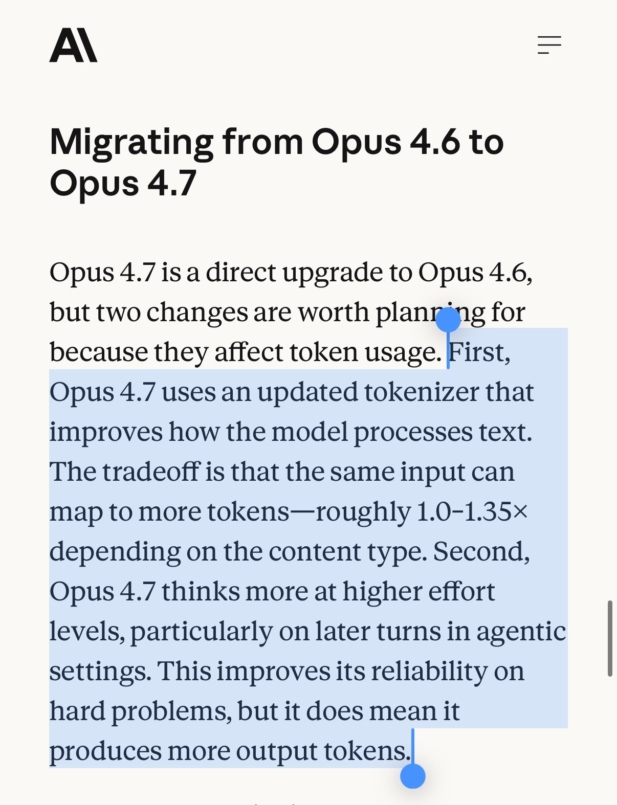 Revenue ramp via costly tokenizer in 4.7 boosts tokens per query
