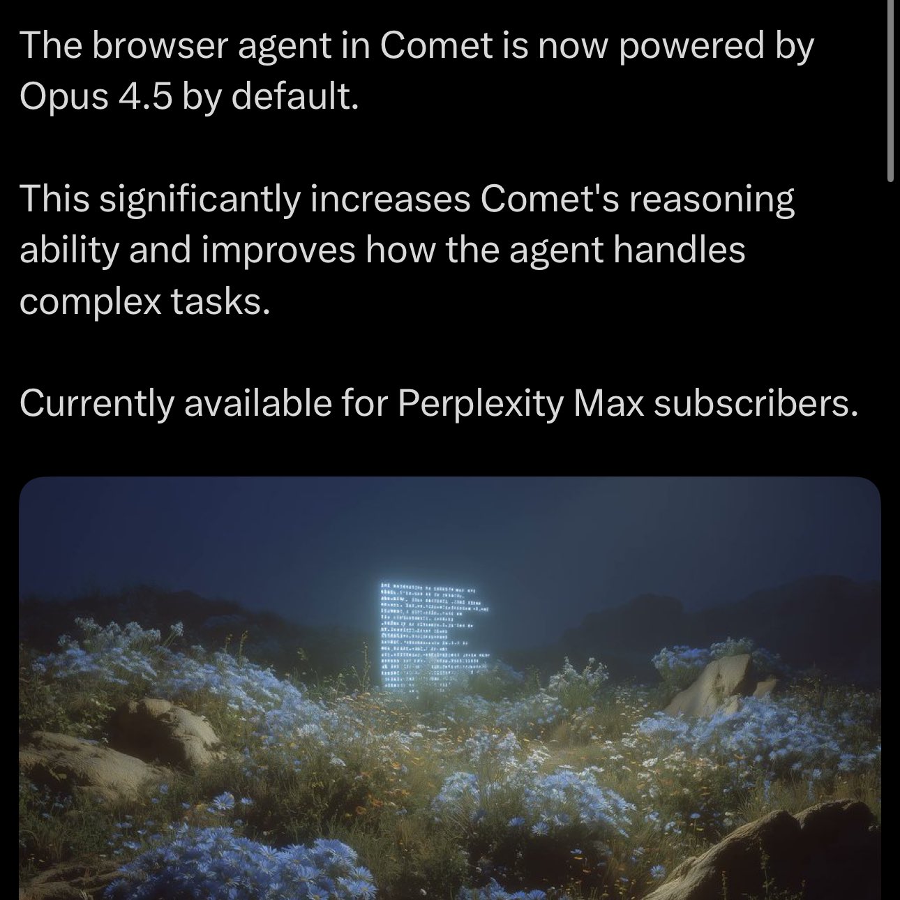Comet browser agent powered by Opus 4.5 on Perplexity Max