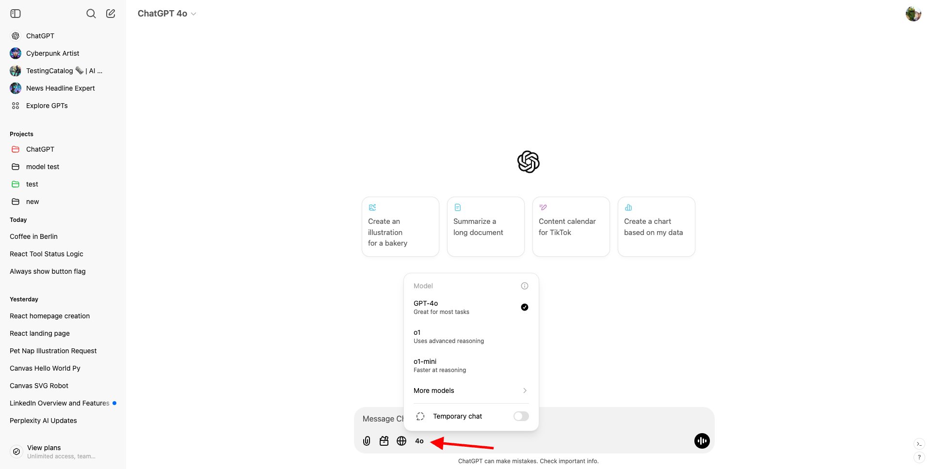 ChatGPT web model selector may move to prompt bar experimentally